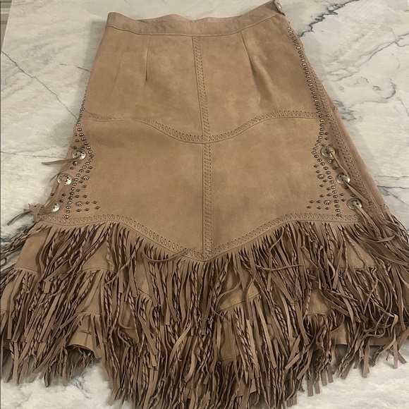 Double D Ranch Tan Suede Fringe Skirt - Picture 3 of 14